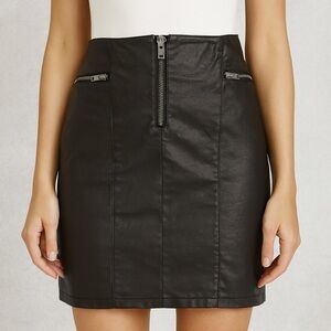 Rebecca Minkoff Emery Skirt Black Coated Mini Zip Front Size 4 NWT Leather Look